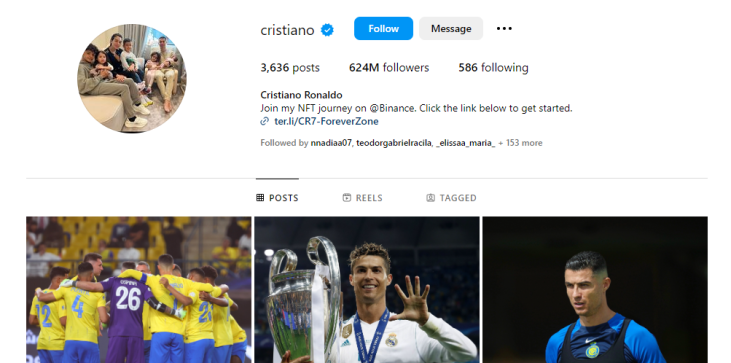 Cristiano Ronaldon Instagram